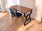 desk with metal stand