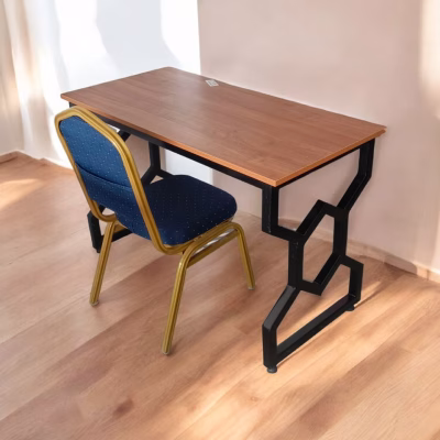 desk with metal stand